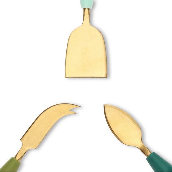 NWT Bullseye’s Playground (3) Cheese Knife Set Green Gold - Picture 4 of 4